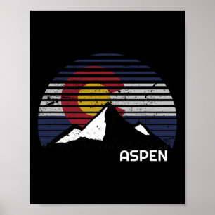 Poster Drapeau Aspen Colorado - Co Bluebird Day Mountain