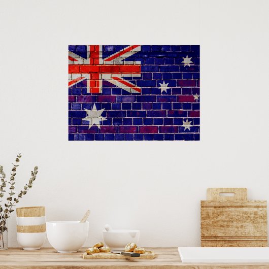 Poster Drapeau australien sur un mur de briques (Cuisine)
