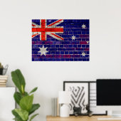 Poster Drapeau australien sur un mur de briques (Bureau à domicile)