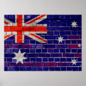 Poster Drapeau australien sur un mur de briques (Devant)