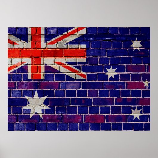 Poster Drapeau australien sur un mur de briques (Devant)