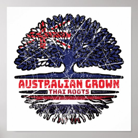 Poster Drapeau Australien Thaïlandais Racines d'Arbre Tha (Devant)