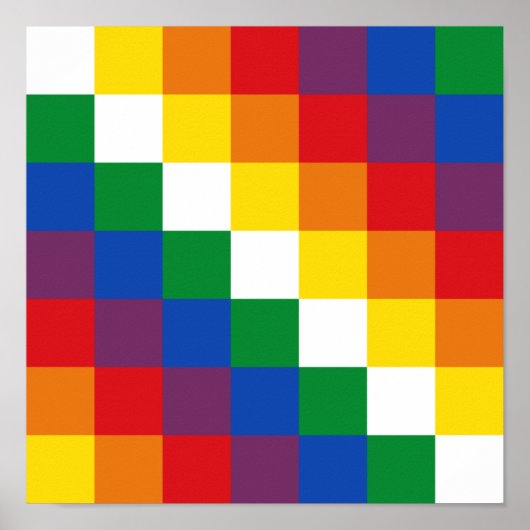 Poster Drapeau Bandera de la Wiphala Andes Qulla Suyu (Devant)