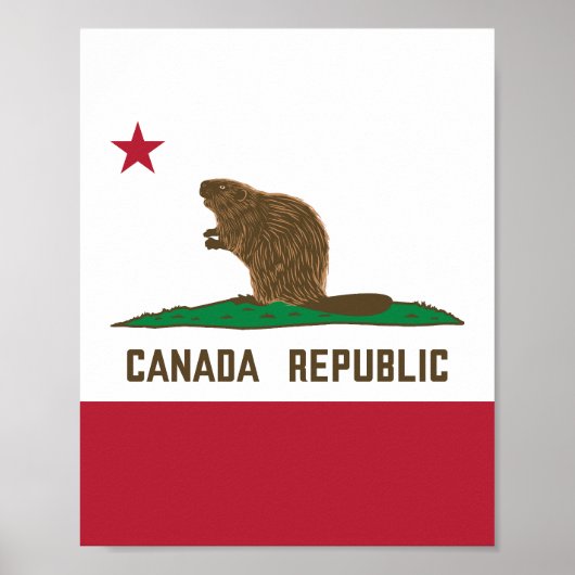 Poster Drapeau Beaver Canada Republic California (Devant)
