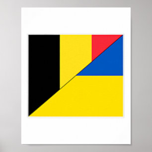 Poster Drapeau Belgique Ukraine Nationalité Belge Ukraini