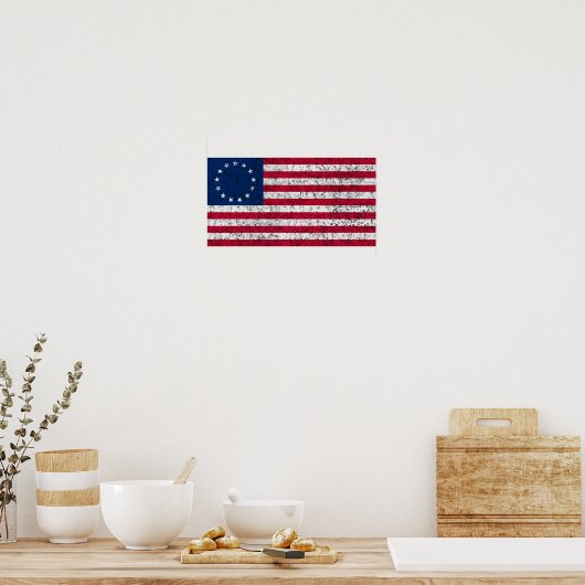 Poster Drapeau Betsy Ross en détresse (Cuisine)
