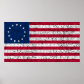 Poster Drapeau Betsy Ross en détresse (Devant)