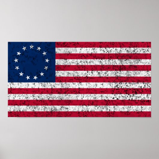 Poster Drapeau Betsy Ross en détresse (Devant)
