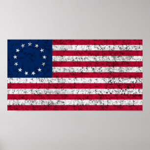 Poster Drapeau Betsy Ross en état de détresse