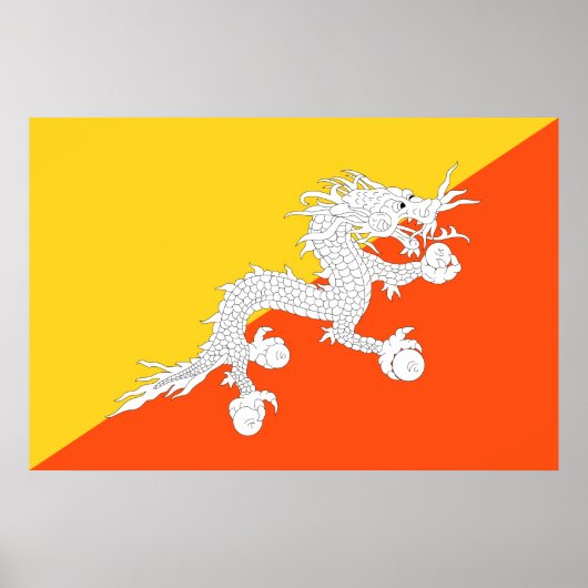 Poster Drapeau bhoutanais (Bhoutan) (Dragon tonnerre) (Devant)