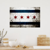 Poster Drapeau Black Grunge Chicago (Cuisine)