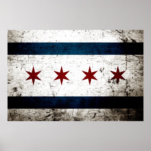 Poster Drapeau Black Grunge Chicago (Devant)