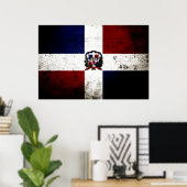 Poster Drapeau Black Grunge République Dominicaine (Bureau à domicile)
