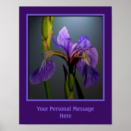 Poster Drapeau bleu Fleur Iris Personnalisé (Devant)