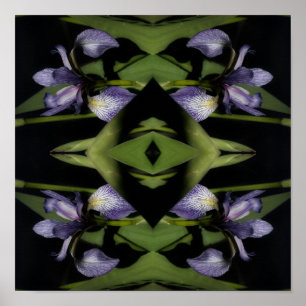 Poster Drapeau bleu Iris Fleur Abstraite