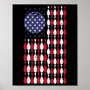 Poster Drapeau Bowling Usa 4 juillet Patriotique Bowler H