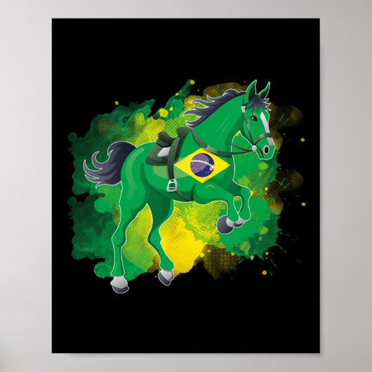 Poster Drapeau Brésil équitation (Devant)