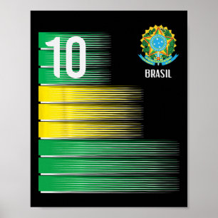 Poster Drapeau Brésil Numéro 10 Brésil Football Hommes Fe