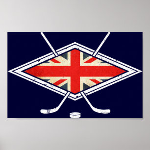 Poster Drapeau britannique de hockey sur glace