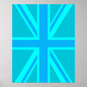Poster Drapeau britannique Turquoise Union Jack