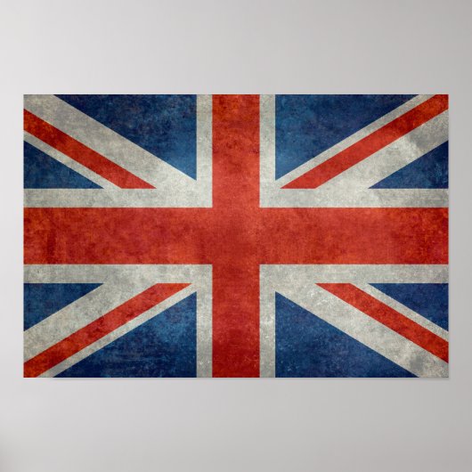 Poster Drapeau britannique Union Jack style rétro imprimé (Devant)