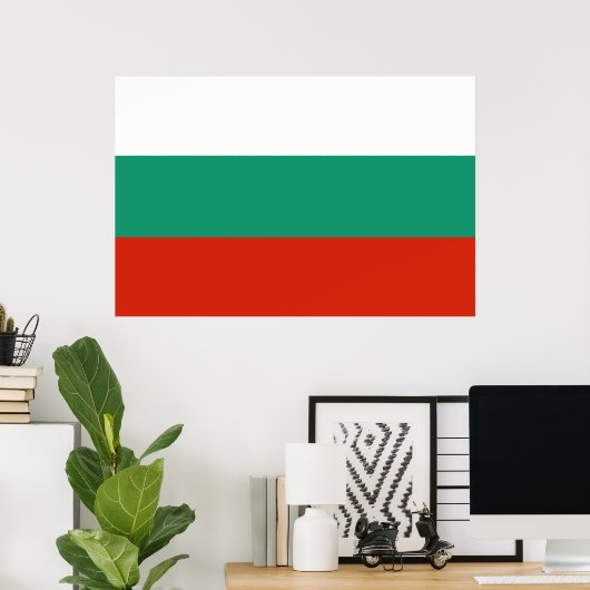 Poster Drapeau Bulgarie tricolore (Bureau à domicile)