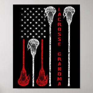 Poster Drapeau cadeau de Lacrosse Grand-mère 4 juillet Ét