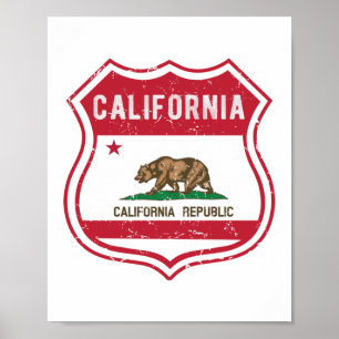 Poster Drapeau California Route 66