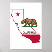Poster Drapeau Californie, Ours (Devant)
