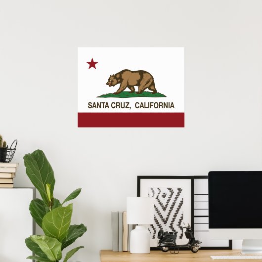 Poster Drapeau californien Père Noël Cruz (Bureau à domicile)