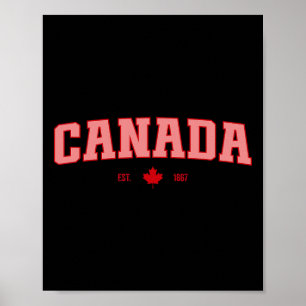 Poster Drapeau Canada Amour Rétro Fête du Canada Feuille