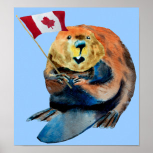 Poster Drapeau canadien Beaver