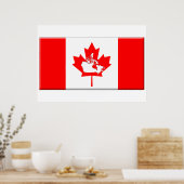 Poster Drapeau canadien et forme du pays (Cuisine)