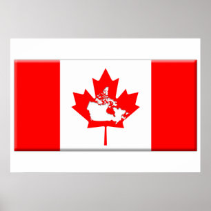 Poster Drapeau canadien et forme du pays