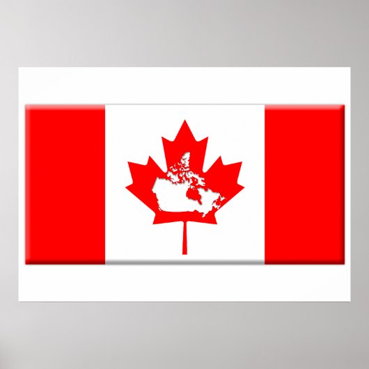Poster Drapeau canadien et forme du pays (Devant)