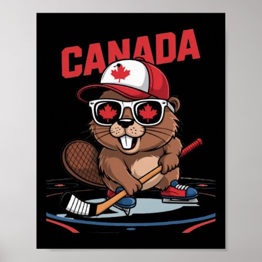 Poster Drapeau canadien Feuille d'érable Castor Bâton de (Devant)