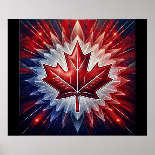 Poster Drapeau canadien Feuille d'érable Fractal (Devant)