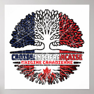 Poster drapeau canadien France Arbre