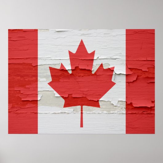 Poster Drapeau canadien Patiné (Devant)