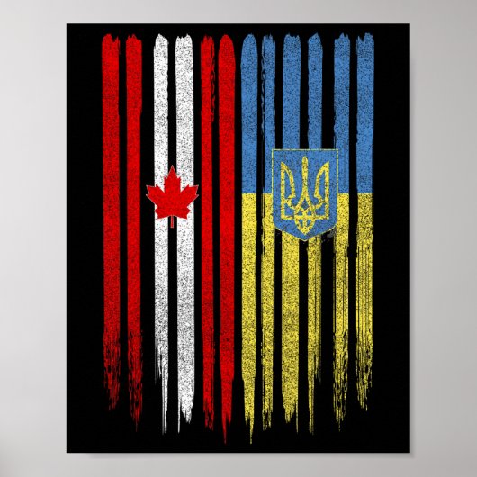 Poster Drapeau canadien ukrainien Canada Ukraine (Devant)