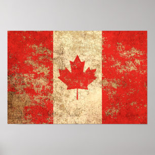 Poster Drapeau canadien vintage âgé rugueux
