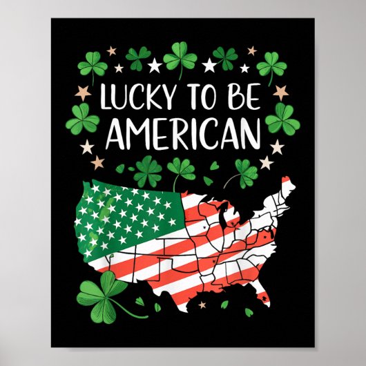 Poster Drapeau carte du trèfle américain Shamrock (Devant)