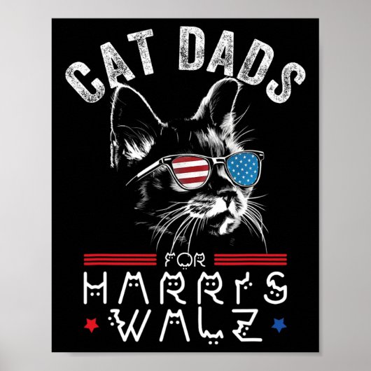 Poster Drapeau Cat Dads For Harris Waltz 2024 Usa (Devant)