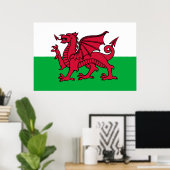 Poster Drapeau celtique du Dragon rouge du Pays de Galles (Bureau à domicile)