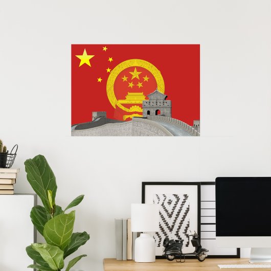 Poster Drapeau chinois (Bureau à domicile)