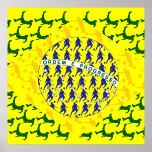Poster drapeau cinq étoiles de footballeur du Brésil