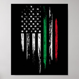 Poster Drapeau Combo italo-américain Italie États-Unis It