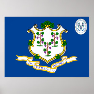 Poster Drapeau Connecticut