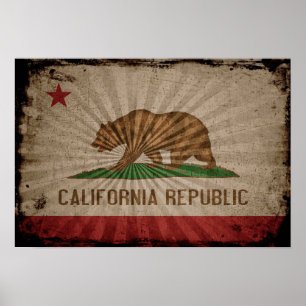 Poster Drapeau cool Grunge California