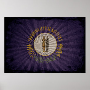 Poster Drapeau cool Grunge Kentucky